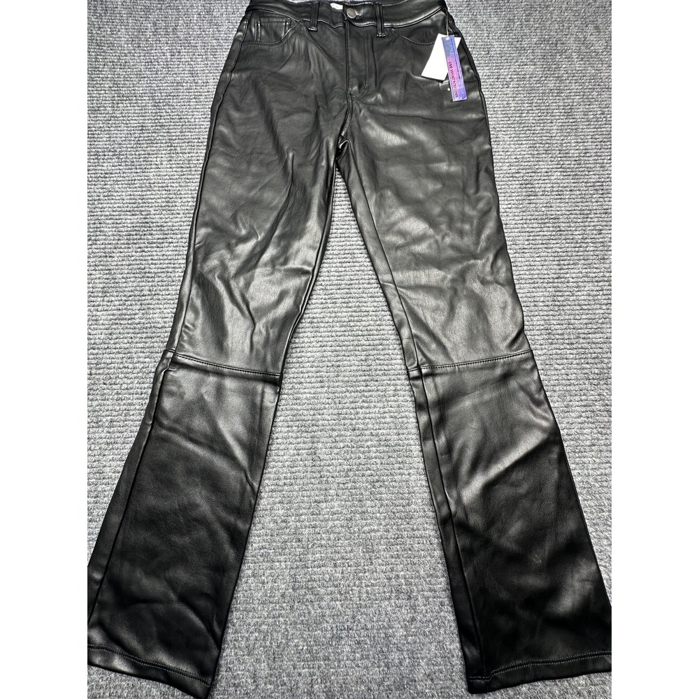 Tinseltown Mom Jean Women 5/27 Black Faux Leather Hi-Rise Straight Leg MYB029889
